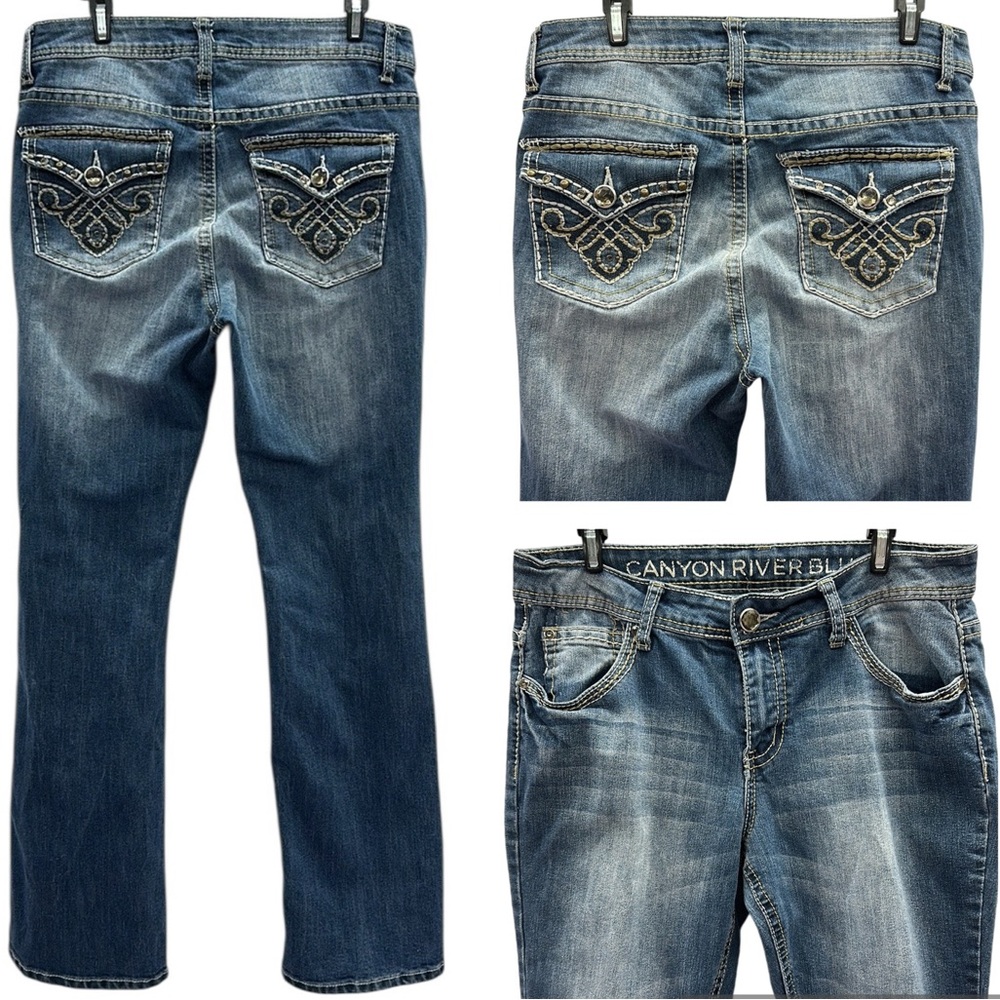 Canyon River Blues Bootcut Western Button Flap Embroidered Rhinestone Jeans 31